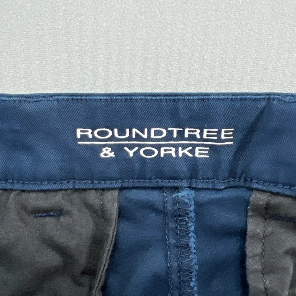 Roundtree & Yorke Pants Mens 32x32 Blue Cotton Stretch Classic Fit Straight Leg